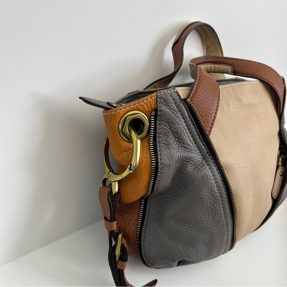 orYANY Bag Lian Color-block Pebbled Leather Shoulder Purse Satchel Zipper Detail - Picture 3 of 11